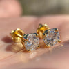 14K Gold Plated over 925 Silver 2CT TW Moissanite Stud Earrings Pass Diamond Tester 6.5MM