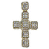 14k Gold Plated over 925 Silver Baguette Cross Pendant 2"