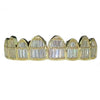 14K Gold Plated over 925 Silver Baguette Grillz Top 8 Teeth