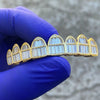 14K Gold Plated over 925 Silver Baguette Grillz Top 8 Teeth