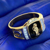 14K Gold Plated over 925 Silver Black La Santa Muerte Grim Reaper Ring