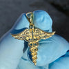 14k Gold Plated over 925 Silver Caduceus RN Nurse Medical Doctor Symbol Pendant