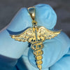 14k Gold Plated over 925 Silver Caduceus RN Nurse Medical Doctor Symbol Pendant