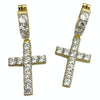 14K Gold Plated Over 925 Silver Cross Hoop Dangle Earrings