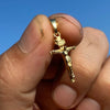 14k Gold Plated over 925 Silver Crucifix Jesus Cross Shiny Pendant 1"