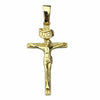 14k Gold Plated over 925 Silver Crucifix Jesus Cross Shiny Pendant 1.75"