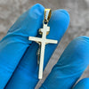 14k Gold Plated over 925 Silver Crucifix Jesus Cross Shiny Pendant 1.75"