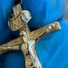 14k Gold Plated over 925 Silver Crucifix Jesus Cross Shiny Pendant 1.75"