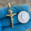 14k Gold Plated over 925 Silver Crucifix Jesus Cross Shiny Pendant 1.75"