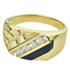 14K Gold Plated over 925 Silver Diagonal Onyx Ring