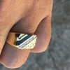 14K Gold Plated over 925 Silver Diagonal Onyx Ring