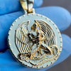 14K Gold Plated over 925 Silver Euphanasia Pendant Medallion Angel Of Death Plain  1.25"