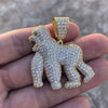 14K Gold Plated over 925 Silver Gorilla Iced Flooded Out Pendant