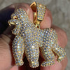 14K Gold Plated over 925 Silver Gorilla Iced Flooded Out Pendant