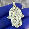 14K Gold Plated Over 925 Silver Hamsa Hand Iced CZ Pendant