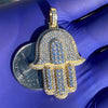 14K Gold Plated Over 925 Silver Hamsa Hand Iced CZ Pendant