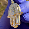 14K Gold Plated Over 925 Silver Hamsa Hand Iced CZ Pendant