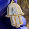 14K Gold Plated Over 925 Silver Hamsa Hand Iced CZ Pendant