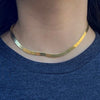 14K Gold Plated over 925 Silver Herringbone Chain Necklace 6MM