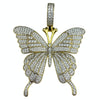 14K Gold Plated over 925 Silver Iced CZ Flooded Out Butterfly Pendant 1.75" (Medium)