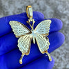 14K Gold Plated over 925 Silver Iced CZ Flooded Out Butterfly Pendant 1.75" (Medium)