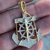 14K Gold Plated over 925 Silver Jesus Anchor Cross CZ Pendant