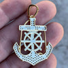 14K Gold Plated over 925 Silver Jesus Anchor Cross CZ Pendant