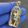 14K Gold Plated over 925  Silver Jesus Head Italy Two Tone Pendant 1.75"