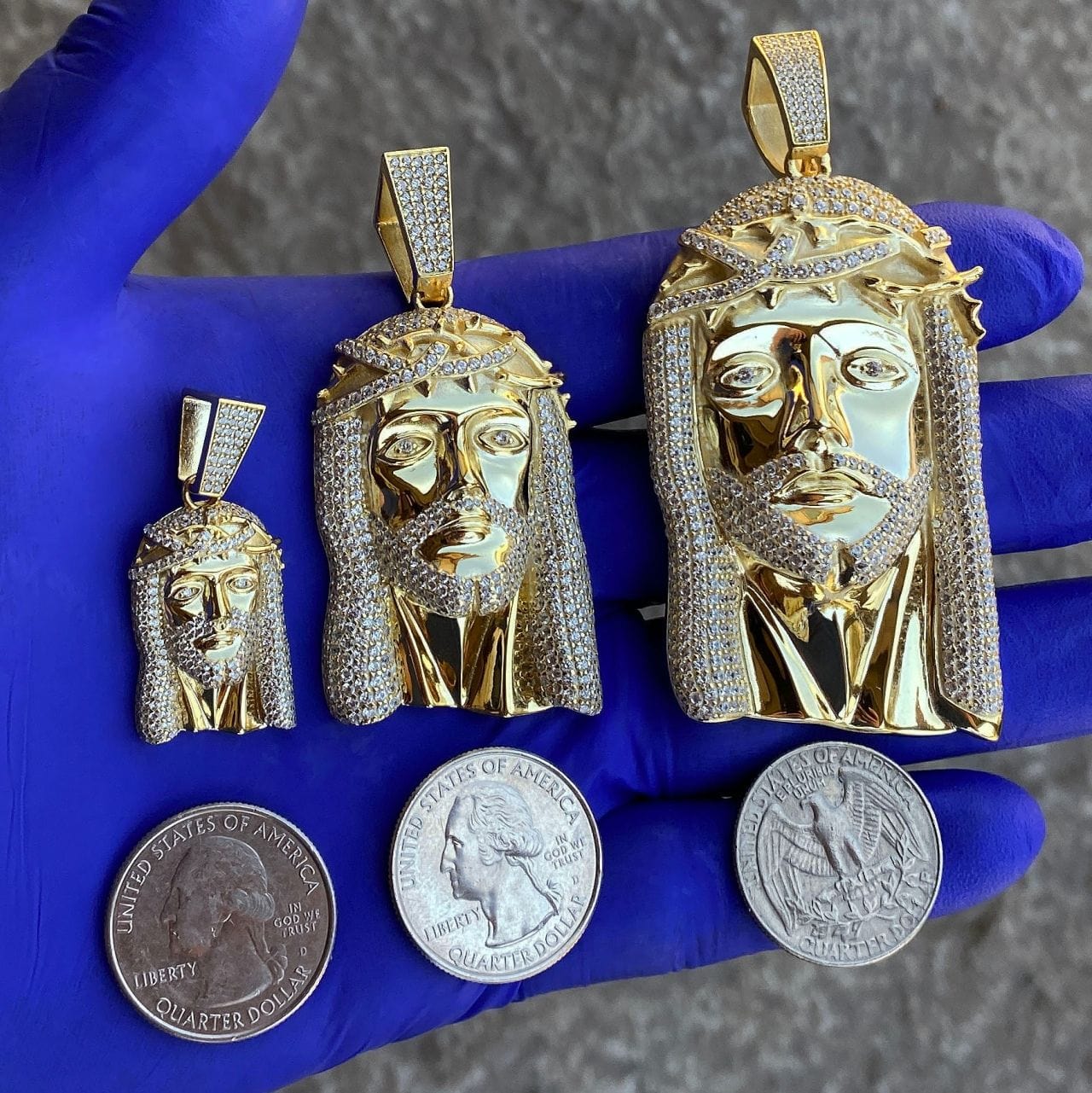 Jesus Hip Hop Pendant Gold Plated Over 925 Sterling Silver