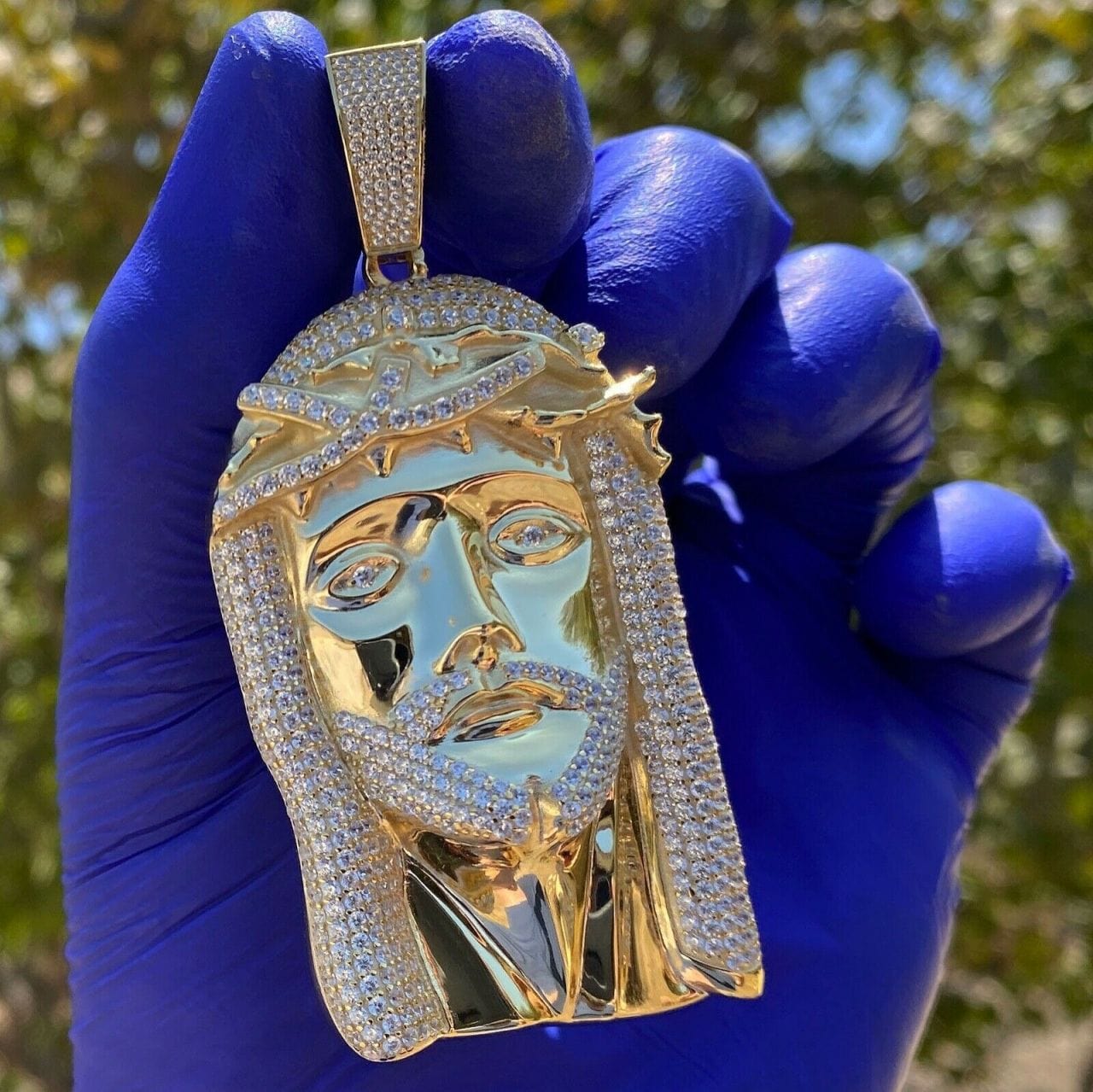 Jesus Hip Hop Pendant Gold Plated Over 925 Sterling Silver