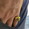 14K Gold Plated over 925 Silver Master Mason Oxidized Masonic Ring