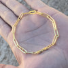 14k Gold Plated over 925 Silver Paperclip Paper Clip Bracelet 6.5"-8.5" 4MM