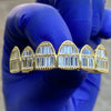 14K Gold Plated over 925 Silver Six Top Teeth Iced CZ Baguette Grillz