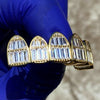 14K Gold Plated over 925 Silver Six Top Teeth Iced CZ Baguette Grillz