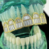 14K Gold Plated over 925 Silver Six Top Teeth Iced CZ Baguette Grillz