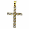 14k Gold Plated over 925 Silver Tennis Cross Iced CZ Flooded Out Pendant 1.75"