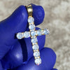 14k Gold Plated over 925 Silver Tennis Cross Iced CZ Flooded Out Pendant 1.75"