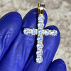 14k Gold Plated over 925 Silver Tennis Cross Iced CZ Flooded Out Pendant 1.75"