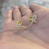 14k Gold Plated over 925 Sterling Silver Ankh Cross Earrings