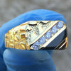 14K Gold Plated over 925 Sterling Silver CZ Diagonal Onyx Ring