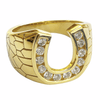 14K Gold Plated Over 925 Sterling Silver CZ Lucky Horseshoe Ring
