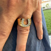14K Gold Plated Over 925 Sterling Silver CZ Lucky Horseshoe Ring