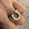 14K Gold Plated Over 925 Sterling Silver CZ Lucky Horseshoe Ring
