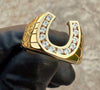 14K Gold Plated Over 925 Sterling Silver CZ Lucky Horseshoe Ring