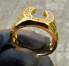 14K Gold Plated Over 925 Sterling Silver CZ Lucky Horseshoe Ring