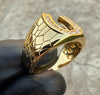 14K Gold Plated Over 925 Sterling Silver CZ Lucky Horseshoe Ring