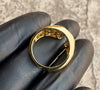 14K Gold Plated Over 925 Sterling Silver CZ Lucky Horseshoe Ring