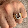 14K Gold Plated Over 925 Sterling Silver CZ Lucky Horseshoe Ring