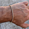 14k Gold Plated over 925 Sterling Silver CZ One Row Tennis Bracelet 2MM 7"-8"