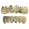 14K Gold Plated Over 925 Sterling Silver Diamond-Cut Grillz Set